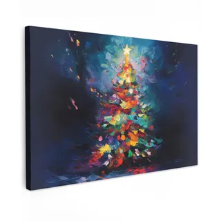 MuchoWow Leinwandbild Weihnachtsbaum - Weihnachten - Abstrakt - Farbenfroh Wanddeko 90x60 cm , Textil , Rechteckig , 90x60 cm , FSC 100% , gerahmt , Bilder & Rahmen, Bilder, Leinwandbilder