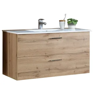 BASIC by Balculina Waschtisch-Set Best Holzoptik Braun Wildeiche