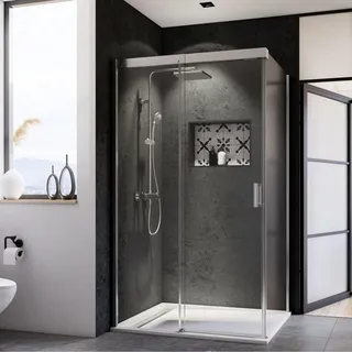 Breuer Seitenwand für Schiebetür Panorama Chrom Klarglas 90 cm