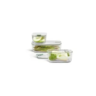 Mepal EasyClip Frischhaltedose aus Glas, 3-teilig, nordic sage, Aufbewahrungsdosen aus gehärtetem Borosilikatglas mit transparentem Deckel, 1 Set = 2 x 700 ml, 1 x 1,5 Liter