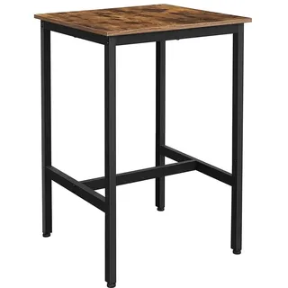 VASAGLE Bartisch quadratisch 60 cm, x 60 cm x 92 cm Braun-Schwarz