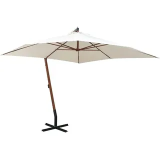 Ampelschirm Azurblau 3x3 m mit massiver Tanne und freihängendem Schirmdach, robustes Polyester, UV-Schutz und Modernes Design für Terrasse, Garten und Balkon - Weiß