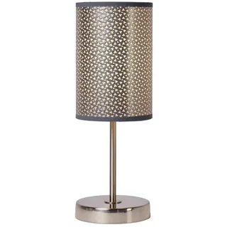 Vintage Tischlampe Metall Chrom E27 H:38 cm Tischleuchte Schlafzimmer Wohnzimmer