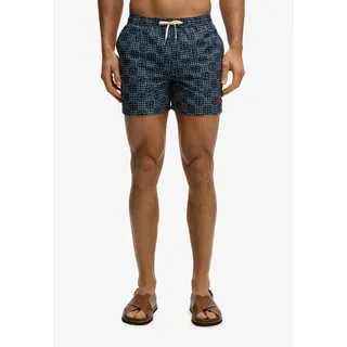 Superdry Badeshorts "PREMIUM PRINTED 15 SWIM SHORT" aus Polyester, modische Passform, gemusterte Optik, pflegeleicht, sashiko atlantic navy