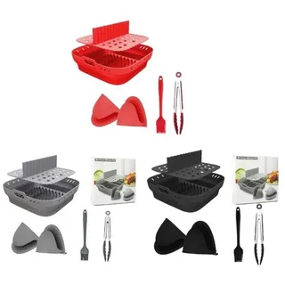 Eurowagens Silikon Airfryer-Zubehör Einsatz-Set Trennplatte & Ofenhandschuhe