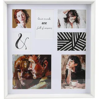 Monee Multirahmen , Weiß , Metall, Glas, Papier, Holzwerkstoff , quadratisch , 43.8x47x4 cm , Passepartout , Bilder & Rahmen, Bilderrahmen, Metallrahmen