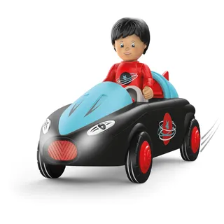 Siku 0115 - Toddys, Sam Speedy, Spielzeugauto mit Rückziehmotor/Licht/Sound und Spielfigur, schwarz/türkis