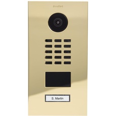 DoorBird D2101V IP Video Türstation, Messing-Optik, hochglanzpoliert | Video-Türsprechanlage mit 1 Ruftaste, RFID, HD-Video, Bewegungssensor