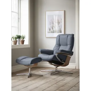 Stressless® »Mayfair« Set, Relaxsessel mit Hocker, mit Hocker, mit Cross Base, Größe S, M & L, Holzakzent Eiche blau