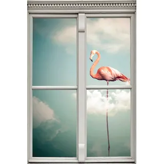 queence Wandsticker »Flamingo«, Wandsticker, Wandbild, selbstklebend, 3D, Fenster, rosa