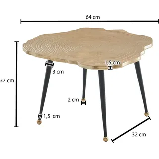 Wohnling Couchtisch Aluminium gold 64,0 x 64,0 x 37,0 cm