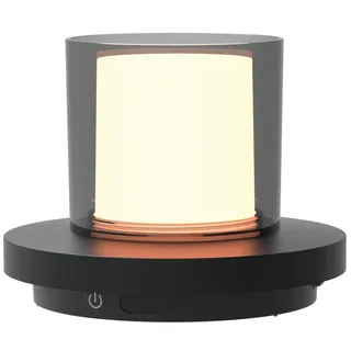 BOLD Solar Tischleuchte 2-in-1, Solarlampen Für Außen, Dimmbar & Warmweiß, USB & Solar, 11h Laufzeit, IP44 Wetterfest, Camping Zubehör, Gartendeko, Tischlampe Kabellos, LED Touch-Dimmer, schwarz