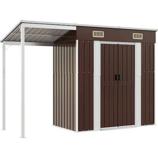 vidaXL Gartenhaus mit Schleppdach Braun 277x107x181 cm Stahl - Braun