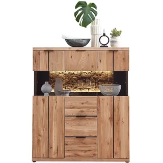 Wohn-Concept Donna Highboard Wildeiche Massivholz/Echtkork Bianco furniert