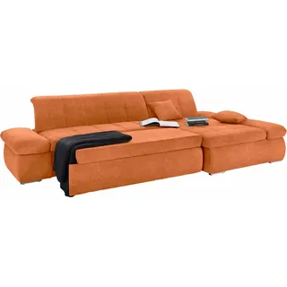DOMO collection Ecksofa »NMoric XXL, B/T/H: 300/172/80cm, L-Form« wahlweise mit Bettfunktion und Armlehnverstellung, orange