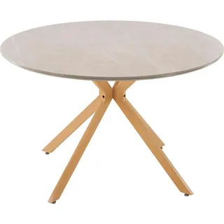 FURNLUX Dining Table Piazza Marble Grey Und Oak 120cm / Hauptfarbe: Grau / Abmessungen: 120 x 120 x 75 cm - Grau