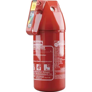 Gloria - 2 kg Auto-Pulverlöscher F2GM - geeignet für die Brandklasse A, B, C - mit Manometer - inkl. Kfz-Halterung - inkl. aktuellem Prüfnachweis