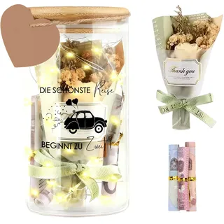 Geldgeschenk Hochzeit, Hochzeitsgeschenke für Brautpaar, Großes LED Flaschenlicht Spardose, Ideales Verlobungsgeschenk, Praktisches Geschenk für Hochzeitsreise & Flitterwochen für Braut und Bräutigam