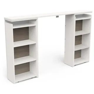 Kopfteil mit Stauraum mit 6 Nischen aus Holz – kompatibel mit Bett 140 x 200 cm & Bett 160 x 200 cm – Farbe Mattweiß – Schlafzimmer für Erwachsene Clyde – 21,6 x 144,4 x 87,7 cm