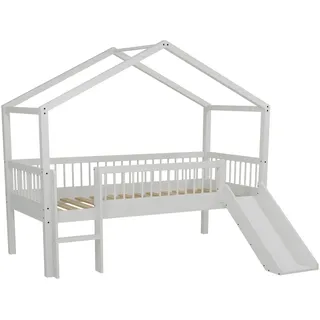 Vipack Hausbett Forrest 90 x 200 cm Buche massiv weiß lackiert