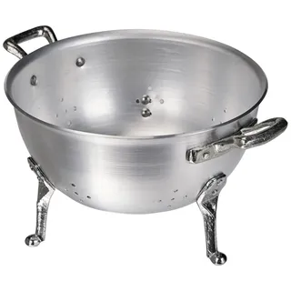 Pentole Agnelli, FAMA1520, Nudelsieb mit 3 Füßen mit 2 Griffen aus Edelstahl, Aluminium, Silber