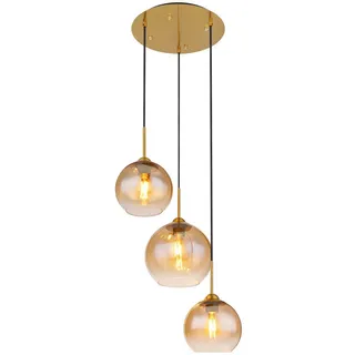 Globo Hängeleuchte , Messingfarben , Metall, Glas , 43x150x43 cm , beliebig kürzbar , Lampen & Leuchten, Innenbeleuchtung, Hängeleuchten, Pendelleuchten