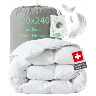 Welldora Komfort Bettdecke 220x240 | 2380g extraweiche Federn & Daunen | Fachärztlich geprüft, Oeko-Tex, Allergiker | RDS Zertifiziert für Tierwohl | Ganzjahres Federbett Daunendecke 220x240