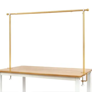 Go-komax Dekostange für Tisch Outdoor mit Klemme - Tischgestell Deko Ausziehbar - Tischstange für Hochzeiten, Geburtstage & Weihnachten (Gold ,127x250cm)