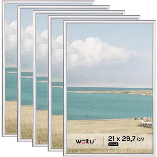 Woltu Bilderrahmen modern Silber 21x29,7 cm 5er Set