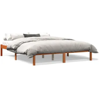 vidaXL Massivholzbett ohne Matratze Wachsbraun 160x200 Kiefernholz