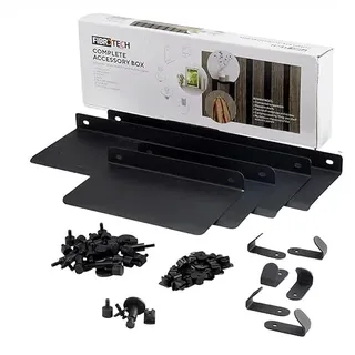 FIBROTECH Zubehörbox für Akustikpaneele (schwarz, L37 x B13 x H5 cm, 68-teilig, Zubehör Akustikplatten, Raumklang, Wandverkleidung, Schallisolierung) 2432406