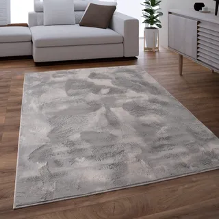Paco Home Teppich Wohnzimmer Schlafzimmer Kunstfell Shaggy Hochflor Flauschig Soft Einfarbig Grau, Grösse:80x150 cm