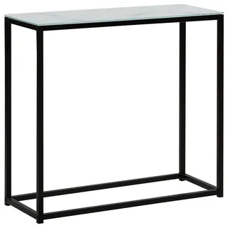 Beliani Konsolentisch Marmor Optik weiß/schwarz Delano , Schwarz, Weiß , Glas , 80x76x30 cm , Wohnzimmer, Wohnzimmertische, Konsolentische