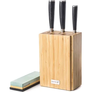 G21 Damast Premium Messerset im Bambusblock, Box, 3 Stück + Schleifstein G21-6002298