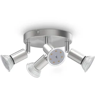 B.K.Licht LED LED Spotleuchte, Matt-Nickel 4xLED/GU10/3W, matt-nickel, 2xLED/GU10/3W