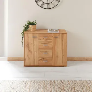 CARO-Möbel Sideboard Jamie , Eiche Wotan , Holzwerkstoff , Mode , 88x70x30 cm , Kleinmöbel, Kommoden, Sideboards