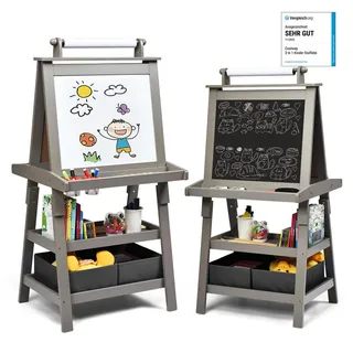 Costway 3 in 1 Kinder Staffelei Kindertafel doppelseitig Whiteboard Kreidetafel Zeichenpapier