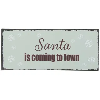 ib laursen Schild "Santa is coming to town" Metall Weihnachten Spruch Blech Weihnachtsmann