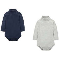 CuteOn 2 Packs Unisex Baby Spielanzug Polo Neck Langarm Baumwolle Kinder Bodysuit Königsblau + Grau 12 Monate