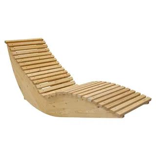 HOME DELUXE Wellenholzliege WOLGA - 60 cm | Holzliege, Gartenliege, Designliege, Sonnenliege - Naturbelassen, Beige