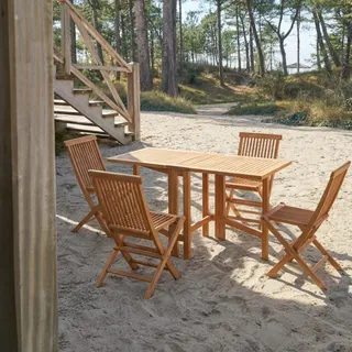 Capri - Klappbare Outdoor Gartenmöbel Set aus massiver Akazie 4 Stühle