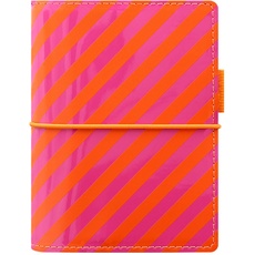 Filofax Pocket Domino Patent orange/pink stripes organiser