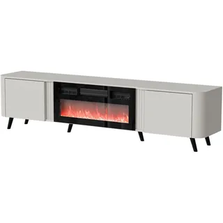 Furniture24 Fernsehschrank Volare Mit Elektrischem Kamin  Tv-Lowboard 200 X 49 X 39 Cm Kashmir