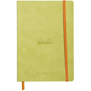 Rhodia 117746C Notizheft Goalbook (DIN A5, 14,8 x 21 cm, Dot, praktisch und trendige, mit weichem Deckel, 90g, elfenbeinfarbigem Papier, 120 Blatt, Gummizug, Lesezeichen) 1 Stück, Anisgrün