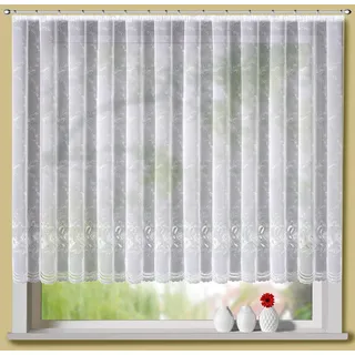 Stickereien Plauen Gardine »Luisa« Kräuselband 1 Stk. tlg. veredelt mit echter Plauener Spitze Stickerei Stickereien Plauen weiß