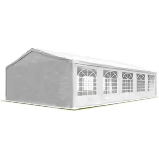 TOOLPORT Partyzelt 5x10 m Pavillon starke PVC 600 N Plane wasserdicht und schneller Aufbau - Weiß