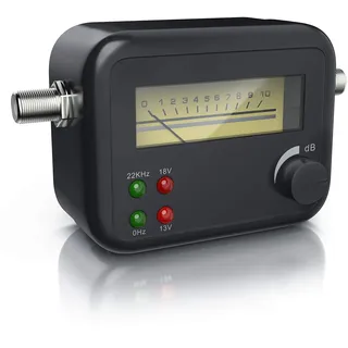 CSL Satfinder - Satellitenfinder mit Pegelskala - Zeigeranzeige mit Signalton - HD-fähig - hohe Eingangsempfindlichkeit - Anpassung der Signalstärke - Schwarz
