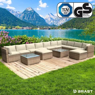XXL Polyrattan Gartenlounge DREAMS braun - Braun