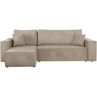 Mirjan24 Eckcouch Cord 5-Sitzer Beige