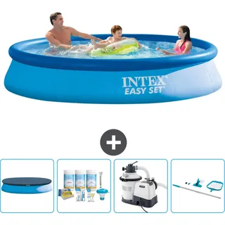 Intex runder aufblasbarer Easy-Set-Pool – 366 x 76 cm – Blau – im Lieferumfang enthalten Abdeckung - Wartungspaket - Filterpumpe für Schwimmbad - Reinigungskit